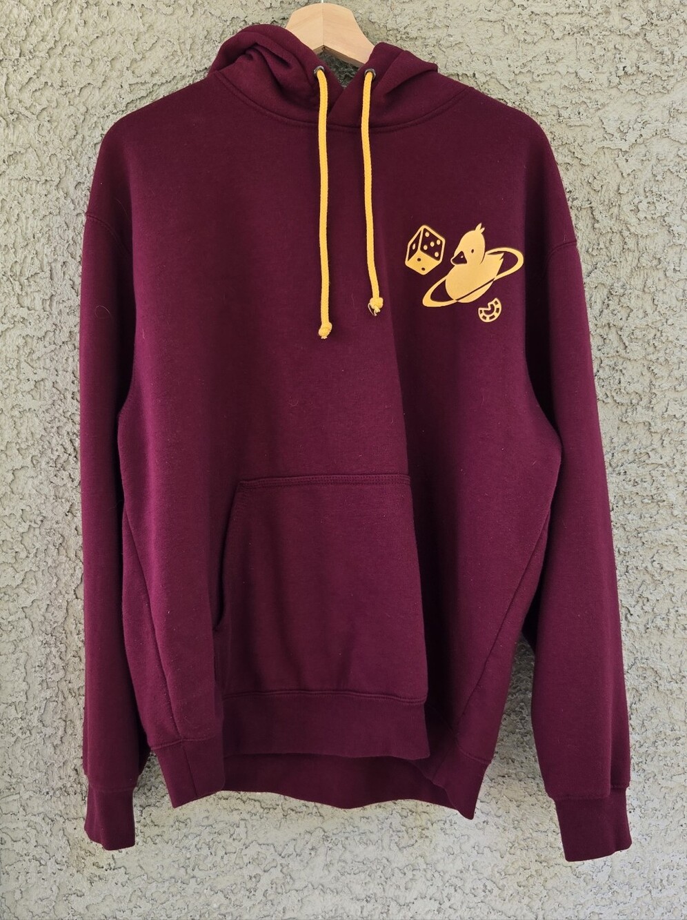 Five Hills Duck Maroon Hoodie with Yellow Accents - Men's Pullover Sweatshirt